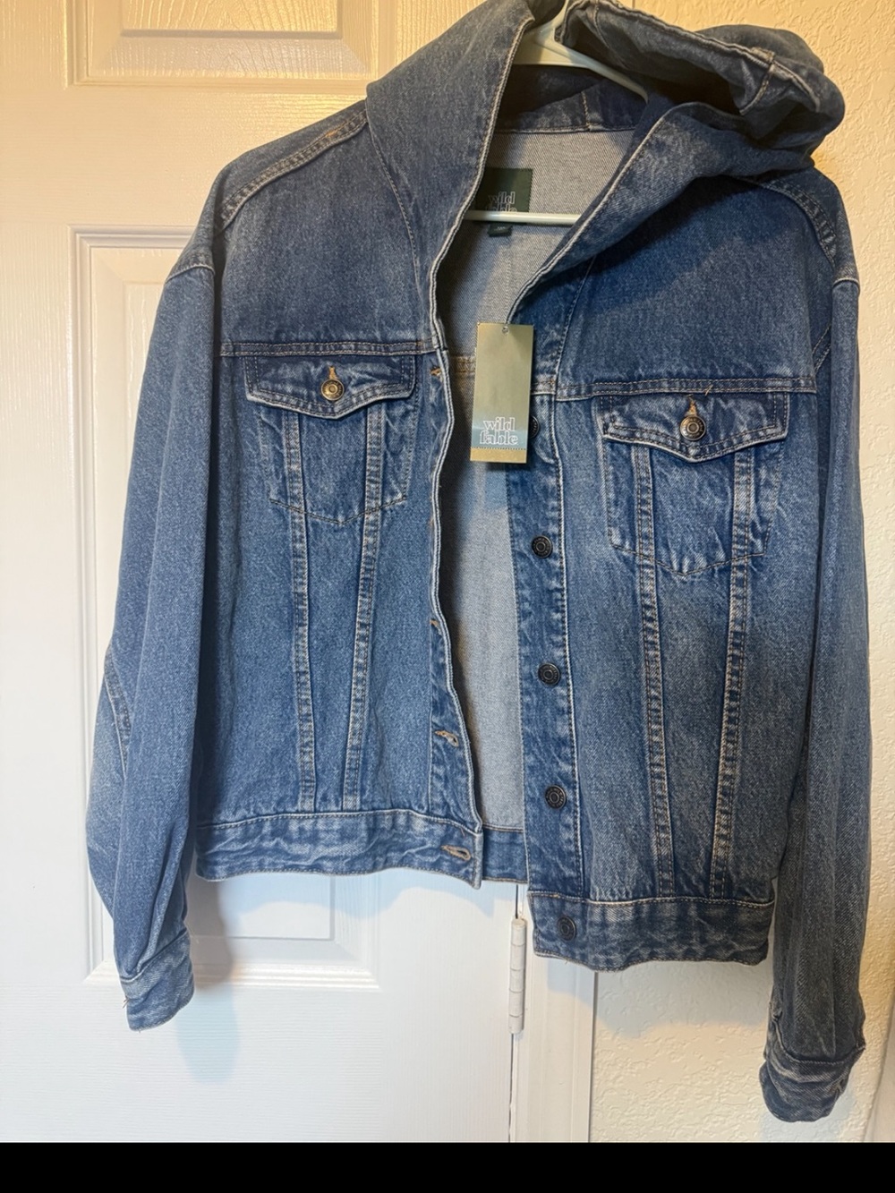 wild fable Hooded Light Blue Denim Jacket
